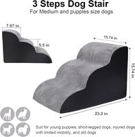Rampe pour chien de luxe à 3 marches avec mousse haute densité durable, amovible et lavable pour les lits d'animaux