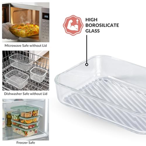 5-Pack Eco-Friendly <b>Glass</b> <b>Food</b> Storage <b>Containers</b> Party Use Dishwasher Safe Large Capacity Kitchen Applicable - Product Image 4