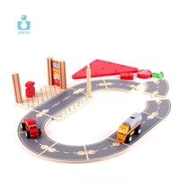 UDEAS station-service puzzle blocs de construction en bois garçons enfant assemblé jouets de voie ferrée en bois