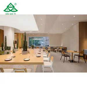 定制肯德基餐厅家具套装使用MDF/胶合板餐厅圆形和方桌与舒适的沙发椅棉织物