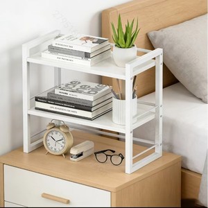 2-laags minimalistische desktop-opbergorganizer, plank met metalen frame, houten aanrechtrek, multifunctionele tafelblad-displaystandaard voor thuis - Product Image 5