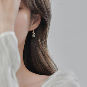 Hetian Jade Pearl Stud Earrings Geometric Design For Women Gift Occasion - Product Image 1