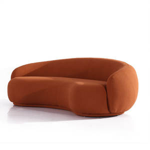 <span class=keywords><strong>Sofa</strong></span> Ruang Tamu Modern Berbahan Beludru Teddy Krim dengan Desain Melengkung - Product Image 2