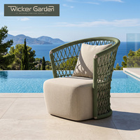 Fauteuil d'extérieur personnalisé à dossier haut en corde tressée, structure tout aluminium avec coussin, canapé inclinable pour terrasse, cour, hôtel - Vente en gros