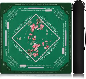 Tapis de jeu de mahjong de qualité supérieure avec support en caoutchouc, motif fleur de prunier vert foncé, parfait pour les <span class=keywords><strong>jeux</strong></span> de société et les <span class=keywords><strong>jeux</strong></span> de cartes - Product Image 1
