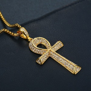 Egyptian Ankh Pendant Stainless Steel Pave Setting <b>Cross</b> Necklace Unisex Hip Hop Fashion Jewelry Gift - Product Image 2