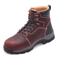 Botas de Seguridad con Puntera de Material Compuesto, Botas de Trabajo de Cuero Nubuck Genuino, Forro Impermeable, Entresuela Antipinchazos, Suela de Goma MD EVA