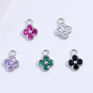 Liontin Perak 925 Cantik dan Menawan Bentuk Semanggi dengan Zirkon Warna-warni untuk Pembuatan Perhiasan Kalung dan Gelang DIY - Product Image 6