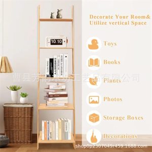 Ladder <b>Shelf</b> Wooden Storage Rack 5 Tier Multifunctional Bookshelf For Living Room <b>Bedroom</b> Home Organization - Product Image 5