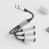 Nouveau câble de données tressé 3-en-1 de 0,35 m avec blindage et coque en aluminium, USB-C femelle 5W (modèle 2026)