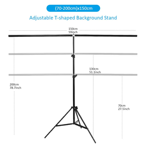 Cadre de fond réglable en forme de T, support de barre transversale stable pour la prise de vue vidéo intérieure et extérieure - Product Image 3