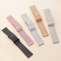 Bracelet de montre en maille milanaise de 22 mm en acier inoxydable avec fermoir magnétique pour montres intelligentes, vente en gros, logo personnalisé OEM ODM