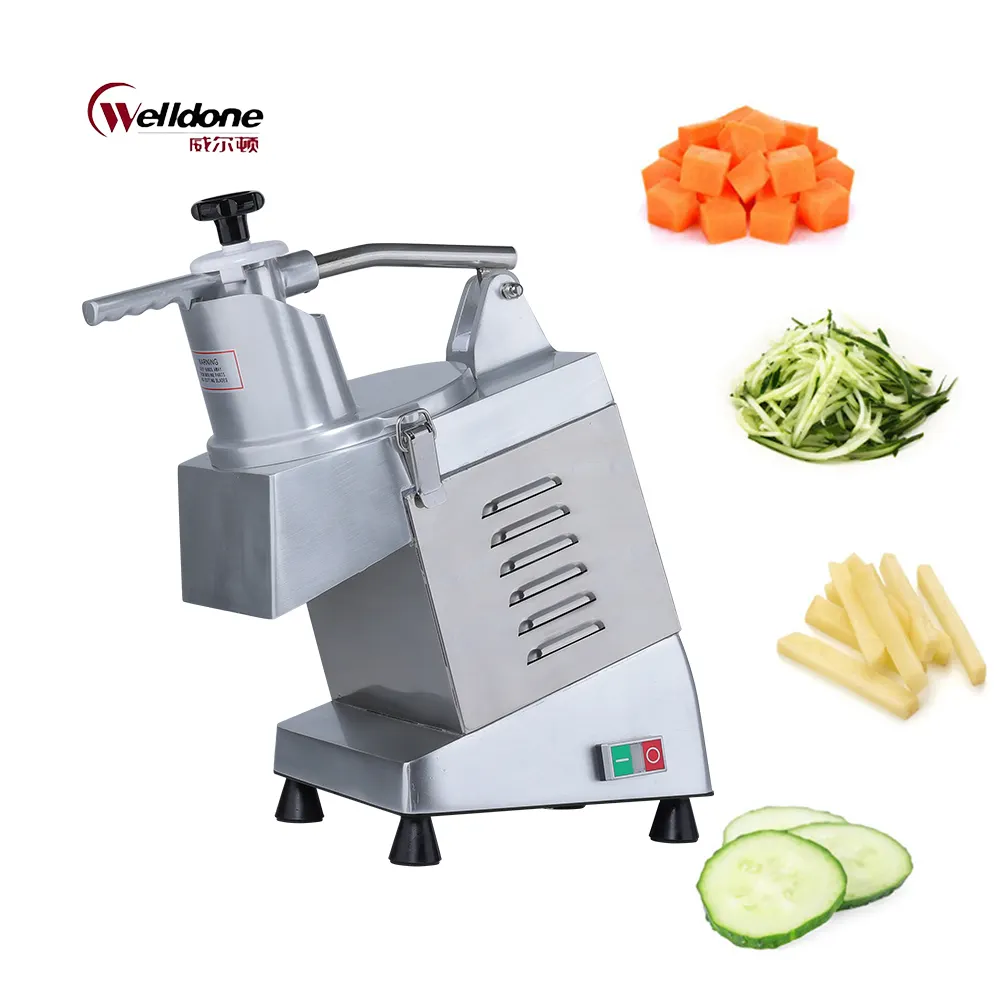 Welldone 205mm automatic electric cabbage mushroom cassava fruit slicing cube cutting commercial vegetable cutting machine