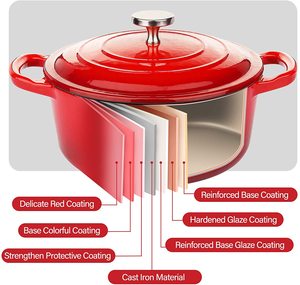 Casserole ronde à double poignée de 4/5 pintes, en fonte émaillée antiadhésive avec couvercle, pour la cuisine - Product Image 4