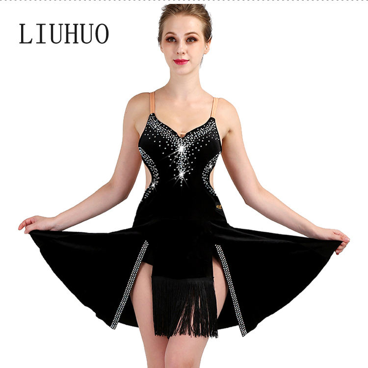 Robe Patinage Artistique Femme Robe De Danse Salon Femme - Manches Longues Dentelle - Valse/tango - Taille S