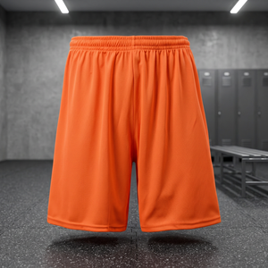 Shorts de Playa para Hombre, Color Naranja Sólido, Cintura Elástica, Corte Medio, Tejido de Poliéster, Casual, Bordado, Secado Rápido - Product Image 4