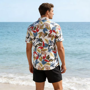Chemises boutonnées à manches courtes hawaïennes pour hommes, taille européenne et américaine, chemises imprimées de plage pour hommes - Product Image 4