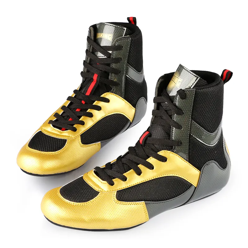 2022 son özel siyah ve altın güreş boks ayakkabıları boks boot satılık