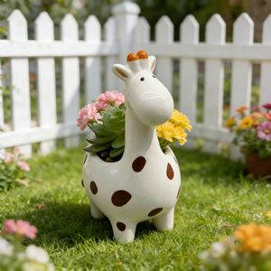 Ensemble de pots en céramique côtelés avec des succulentes artificielles colorées - Décoration intérieure/extérieure - Product Image 6