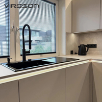 Armoire de cuisine moderne modulaire pratique en acier inoxydable pour appartement, avec évier et plan de travail en mélamine