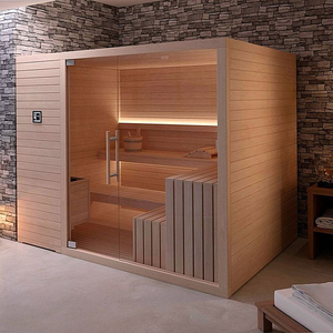 Moderne 6-Personen Infrarot-Sauna Nass-Trocken-Raum Traditionelles Hemlock-Holz Trockendampf Computergesteuertes Bedienfeld Gesundheit Gewerbliche Nutzung - Product Image 5