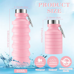 Botella de Agua Plegable de Silicona Ecológica con Logotipo Personalizado, Botella de Agua Deportiva Reutilizable y Plegable para Viajes - Product Image 4