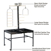 Plateforme de jeu multifonctionnelle en fil de fer durable Aier modèle BS303 pour perroquets, type table ouverte, avec roulettes, vente en gros
