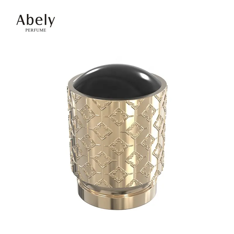 Abely Chinese Fabriek Hoge Kwaliteit Aluminium Plastic Goud Zwart Luxe Parfumflesje Cover Cap