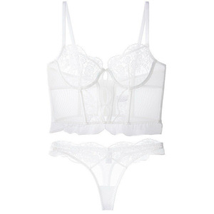 2025 korset tulang ikan berongga tembus pandang renda seksi bernapas ultra-tipis pakaian dalam romantis untuk wanita Set Bra lembut - Product Image 6