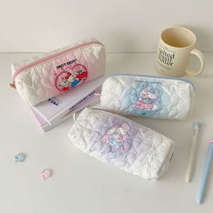 Girl Christmas Birthday <b>Gift</b> Printed Kawaii Rabbit <b>Pink</b> Quilted Cotton Makeup Pencil Case Cute Pencil Bag Pouch - Product Image 4