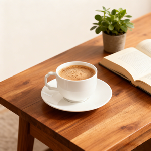 Kleines Teetassen-Set (150 ml) mit Untertassen, Espressotassen aus feinem Knochenporzellan, Keramikbecher für Flat <span class=keywords><strong>White</strong></span> Kaffee - Product Image 1