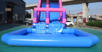 Toboggan aquatique gonflable de grande taille de qualité commerciale personnalisé, piscine d'eau amovible avec souffleur