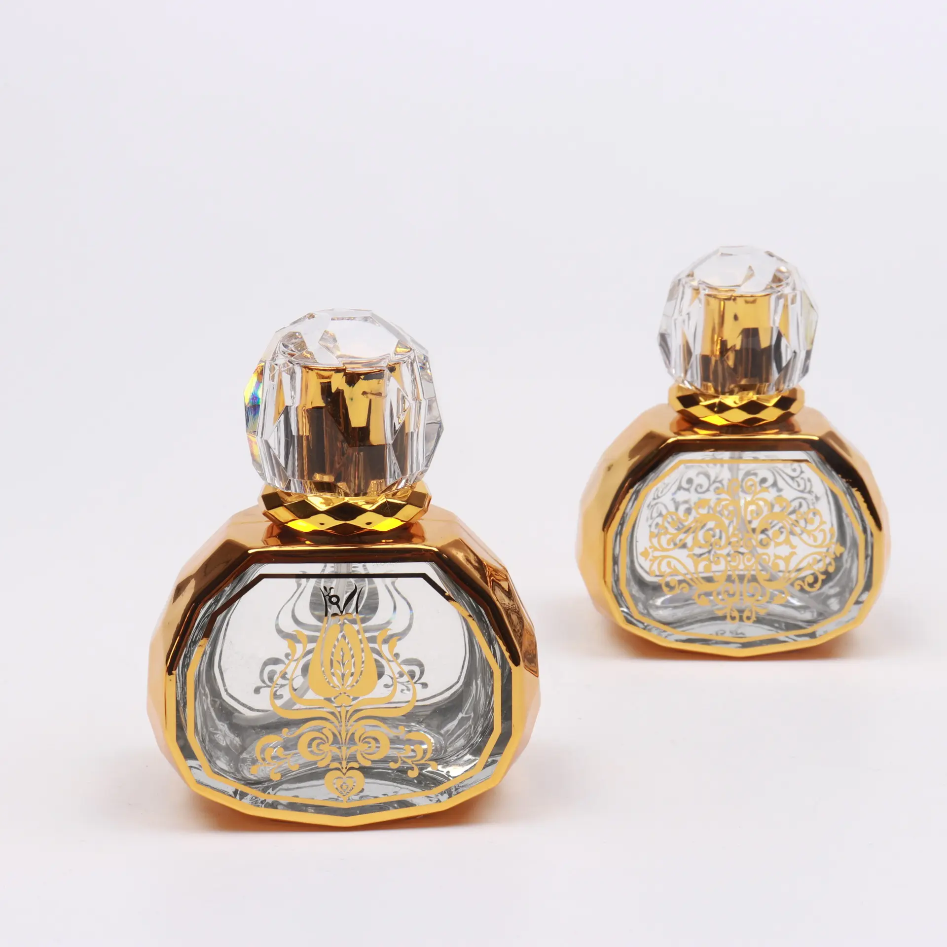 Spot stocks 50 мл Роскошные УФ-золотые стеклянные бутылки с распылителем высокого качества арабский флакон для духов