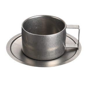 Stainless Steel Coffee <b>Cup</b> <b>Set</b> Gold Plated 304 Double Layer With Saucer And Spoon For Home Office Use - Product Image 2