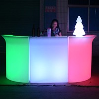Meubles de bar portables, comptoir de bar LED lumineux, meubles d'extérieur ronds, comptoir de bar lumineux LED, table et chaise à vendre