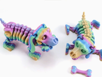 Squelette articulé imprimé en 3D, chiot teckel arc-en-ciel, jouet anti-stress, chien anatomique, chien fantôme, décoration de bureau d'Halloween, cadeau personnalisé