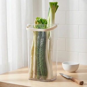 Transparent <b>Storage</b> Bucket With Handle Cylinder Shape For Vegetable And Fruit <b>Kitchen</b> Organizer Large Capacity - Product Image 3