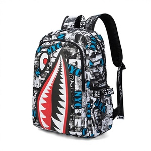 <span class=keywords><strong>Mochila</strong></span> Escolar Primaria para Niños, Impermeable, Transpirable, con Cierre, Correa con Cojín de Aire, Estampado de Boca de Tiburón, Ligera y Sencilla - Product Image 1