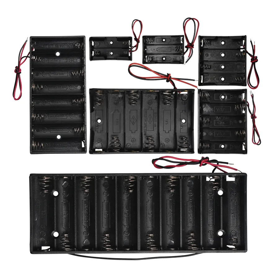 4 x aa Size 1.5v Battery Holder Case Box 2 3 4 5 6 8 10 Slot With Wire Leads No Cover Switch Plastic Batteries Holder