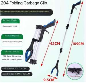 Household Aluminum Alloy Pick-up Device Long Handle Thickened Trash Tong Folding Garbage <b>Clip</b> - Product Image 4