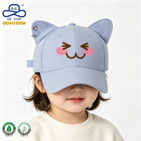 Gorra de Béisbol Azul Claro con Orejas de Gato, de Algodón, con Logotipo Personalizado, para Niños, Actividades Casuales al Aire Libre, Fábrica OEM ODM, BSCI