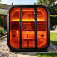Sauna sec extérieur américain pour 2 personnes, en forme de cube, en épicéa carbonisé massif, sauna traditionnel avec poêle 6KW ETL, sauna à vapeur