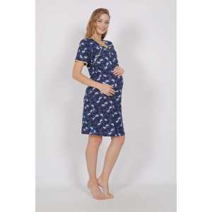 Camisón de Maternidad para Mujer, Jersey Transpirable, Silueta Recta, Azul con Estampado - Product Image 3