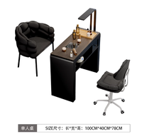 Ensemble table et chaise de manucure en bois noir moderne et simple pour salon de beauté et usage en centre commercial – Écologique, durable, facile à nettoyer