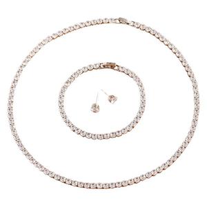 Zircon Jewelry Set Platinum Color Necklace Earrings <b>Wedding</b> Bridal Fashion <b>Accessories</b> - Product Image 5