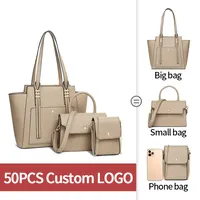 2022 Neueste Mode Luxus Design Benutzer definiertes Logo PU Leder Damen Umhängetaschen und Handtaschen 3 In 1 Damen Handtaschen Sets