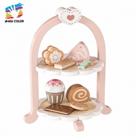 Ensemble de gâteau d'anniversaire rose pastel en bois avec tranches à découper, décorations arc-en-ciel et cygne, bougies amovibles et spatule à gâteau W10B601