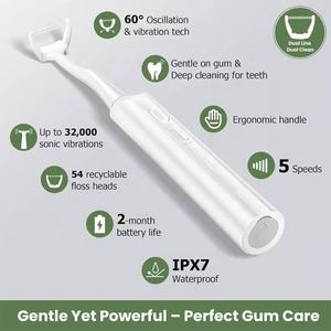 Flosser eléctrico de 5 velocidades con 54 cabezales de repuesto hilo tejido fuerte, dentista recomienda hilo dental duradero púas de hilo dental - Product Image 4