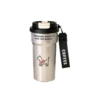 500ml Coffee Tumbler Food Grade 304 Stainless Steel Dual Drink Straw & Sip Lid Portable Lanyard Insulated Travel Mug - Product Image 3