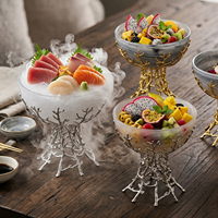 Edelstahl 8 Zoll Erhöhter Schalenhalter Buffet-Präsentationsständer Speisen-Servierset für Hotel Catering Restaurant Poliert